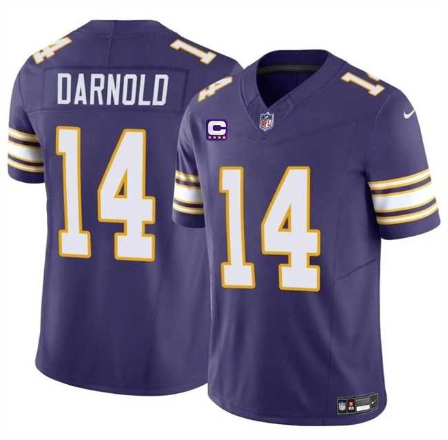 Men & Women & Youth Minnesota Vikings #14 Sam Darnold Purple 2024 F.U.S.E. Throwback With 4-Star C Patch Vapor Untouchable Limited Stitched Jersey